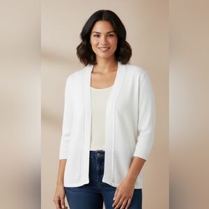 Belle White Open-Front Cardigan